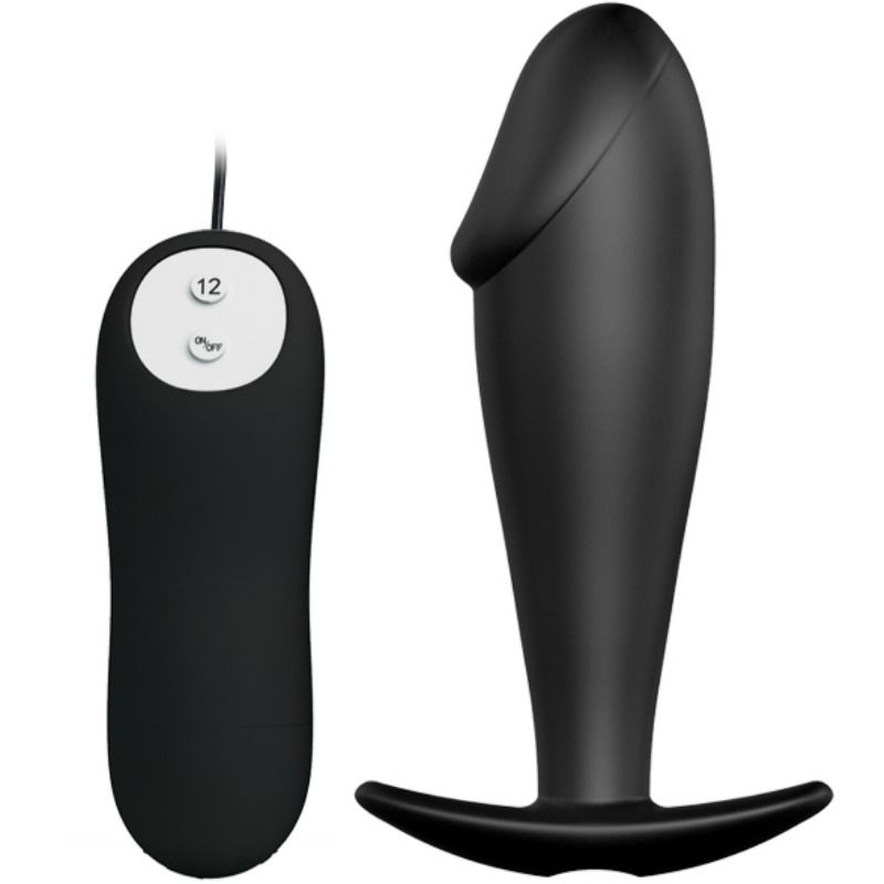 PRETTY LOVE - SILICONE ANAL PLUG PENIS SHAPE WITH 12 VIBRATION MODES BLACK