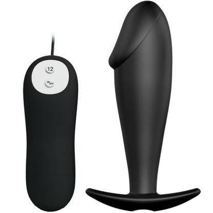 PRETTY LOVE - SILICONE ANAL PLUG PENIS SHAPE WITH 12 VIBRATION MODES BLACK