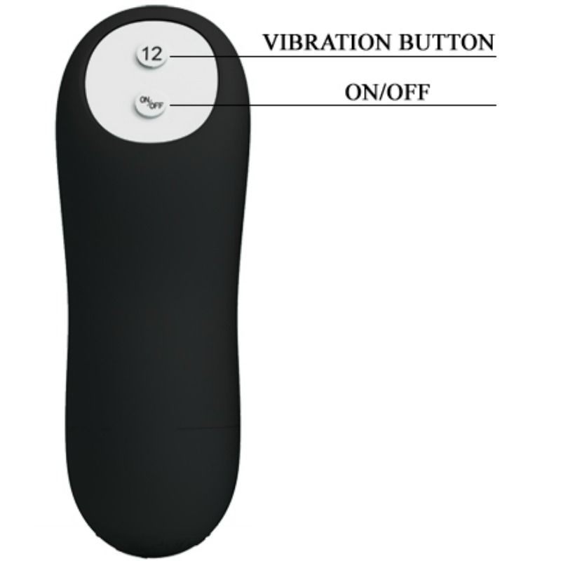 PRETTY LOVE - SILICONE ANAL PLUG PENIS SHAPE WITH 12 VIBRATION MODES BLACK
