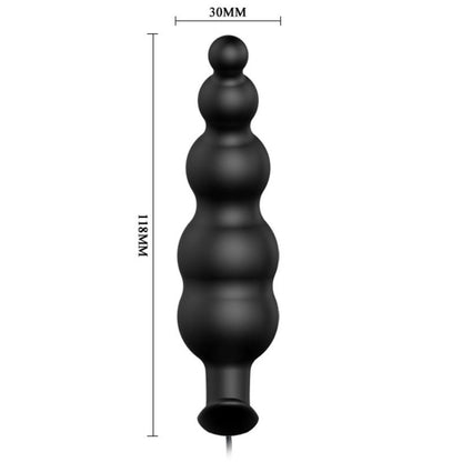 PRETTY LOVE - SILICONE ANAL PLUG WITH EXTRA STIMULATION AND 12 VIBRATION MODES, BLACK, REMOTE CONTROL