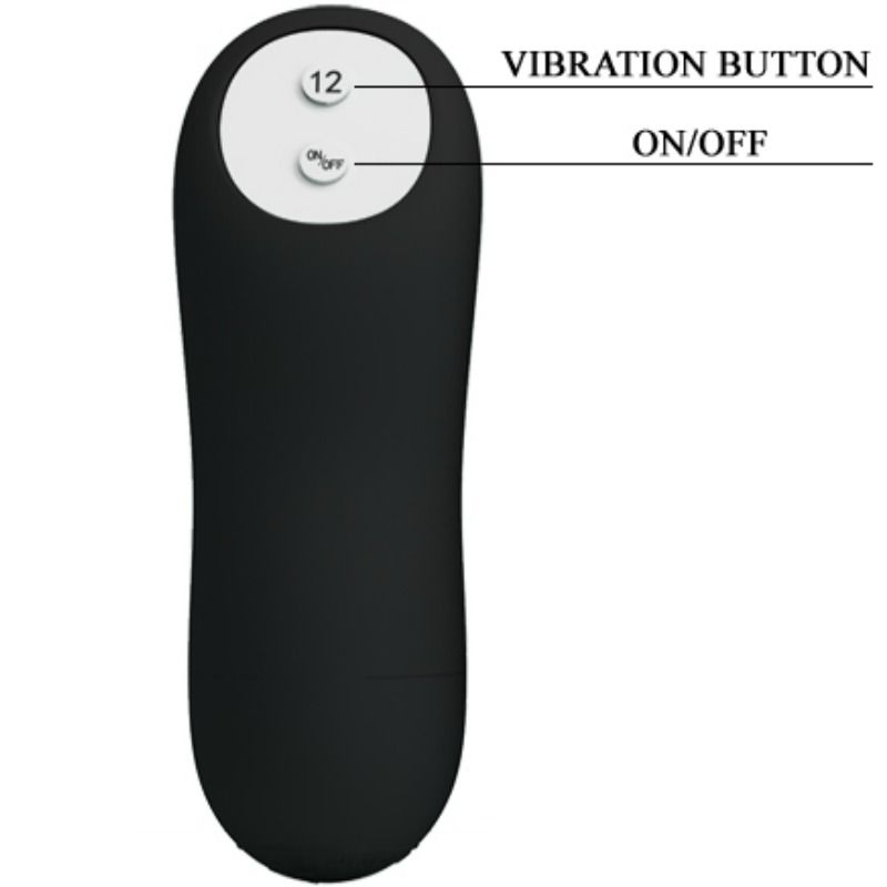 PRETTY LOVE - SILICONE ANAL PLUG WITH EXTRA STIMULATION AND 12 VIBRATION MODES, BLACK, REMOTE CONTROL
