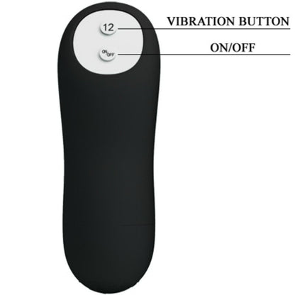 PRETTY LOVE - SILICONE ANAL PLUG WITH EXTRA STIMULATION AND 12 VIBRATION MODES, BLACK, REMOTE CONTROL