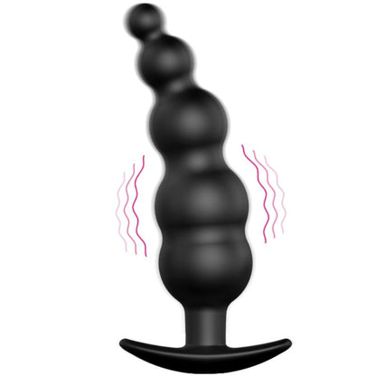 PRETTY LOVE - SILICONE ANAL PLUG WITH EXTRA STIMULATION AND 12 VIBRATION MODES, BLACK, REMOTE CONTROL