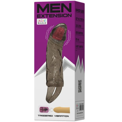 BAILE - FUNDA EXTENSORA PENE CON VIBRACIÓN Y STRAP PARA TESTÍCULOS 13.5 CM