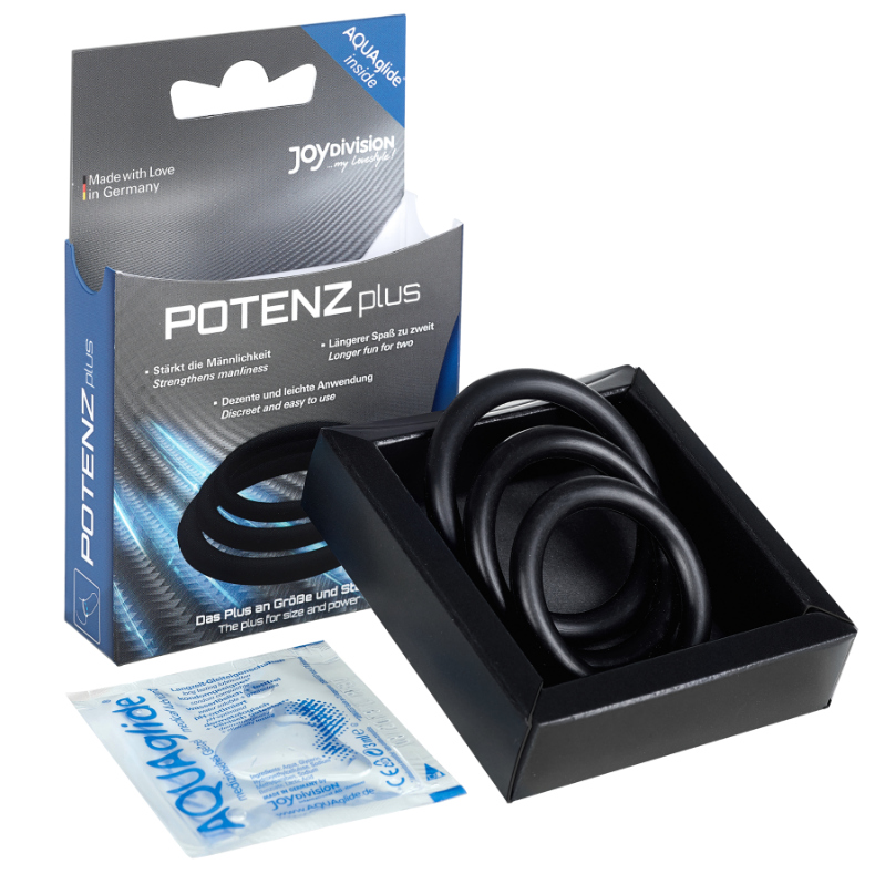 JoyDivision Potenzduo - Plus Pack 3 anells per al penis negre - S, M, L, L