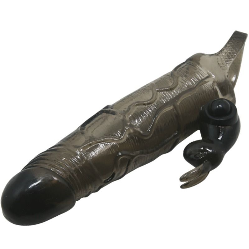 DANCE - BRAVE MAN REALISTIC PENIS SLEEVE WITH RABBIT 16.5 CM BLACK