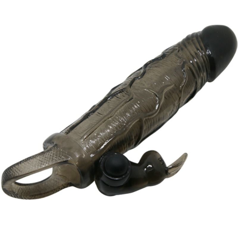 DANCE - BRAVE MAN REALISTIC PENIS SLEEVE WITH RABBIT 16.5 CM BLACK