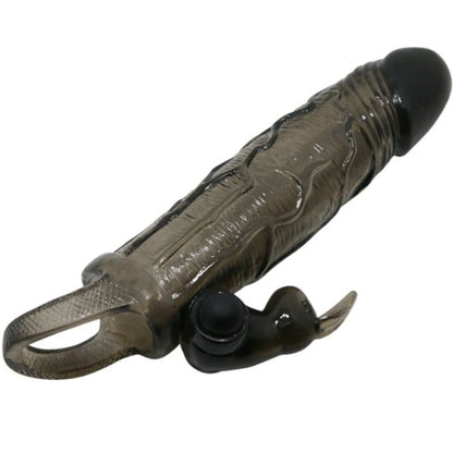 DANCE - BRAVE MAN REALISTIC PENIS SLEEVE WITH RABBIT 16.5 CM BLACK