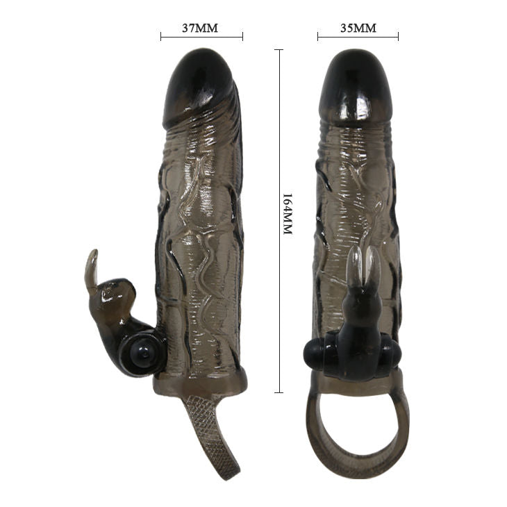 BAILE - BRAVE MAN FUNDA REALÍSTICA PENE CON RABBIT 16.5 CM NEGRO