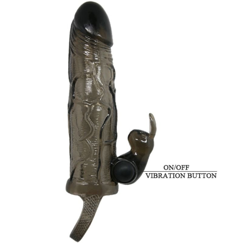 BAILE - BRAVE MAN FUNDA REALÍSTICA PENE CON RABBIT 16.5 CM NEGRO