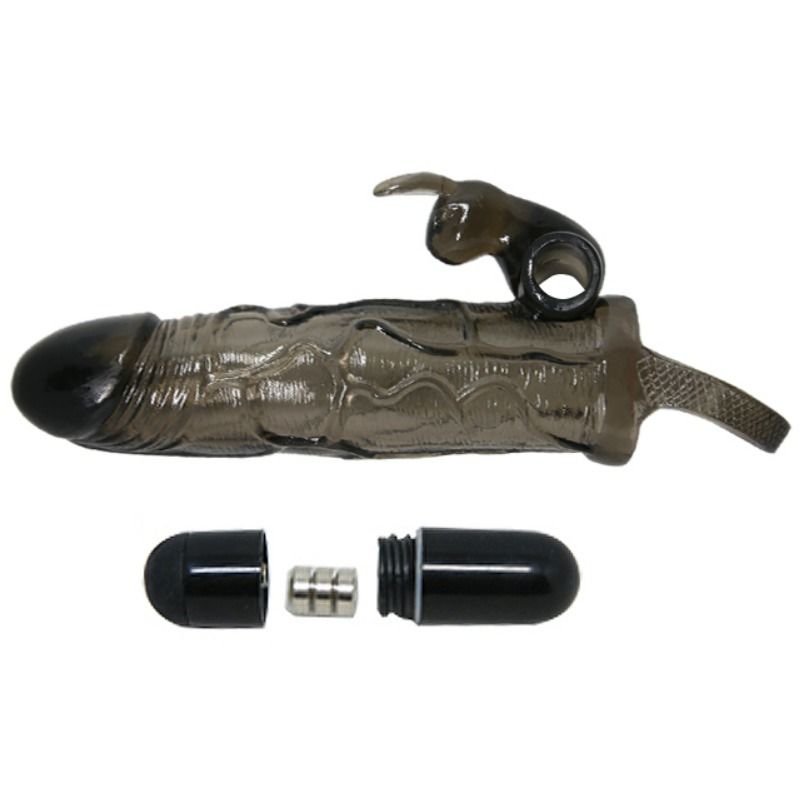 BAILE - BRAVE MAN FUNDA REALÍSTICA PENE CON RABBIT 16.5 CM NEGRO