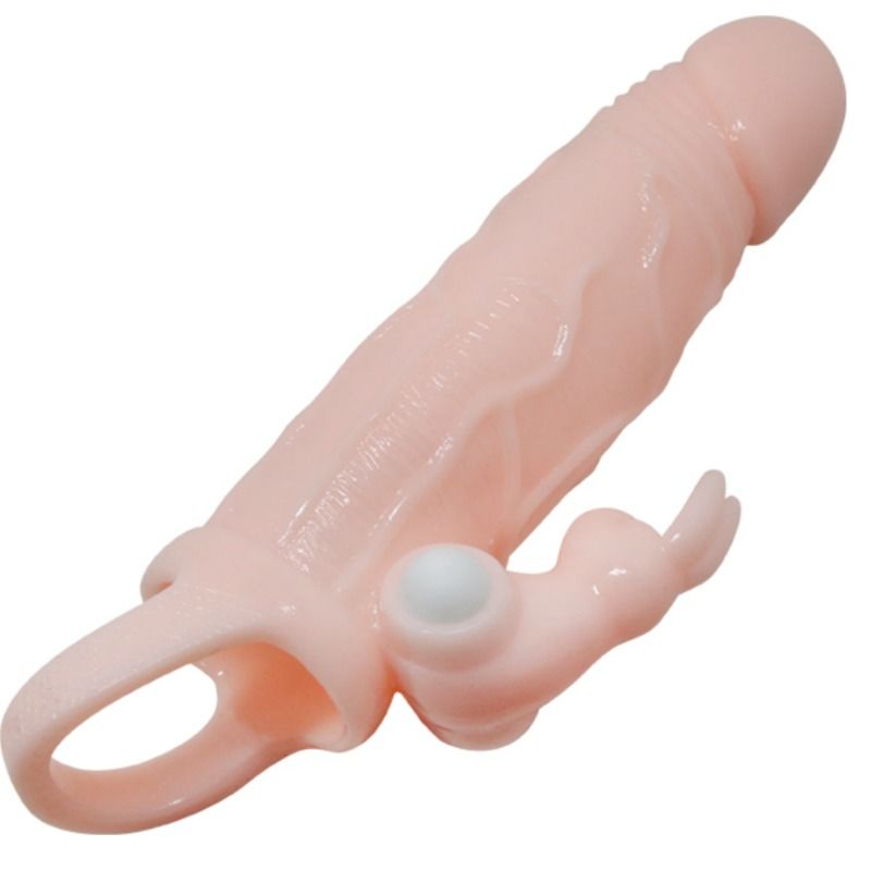 DANCE - BRAVE MAN PENIS SLEEVE WITH RABBIT VIBRATOR 16.5 CM NATURAL