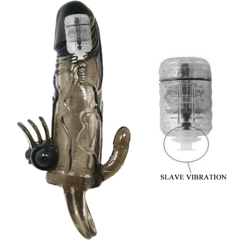 DANCE - BRAVE MAN ANAL AND CLITORIS VIBRATING PENIS SLEEVE 16.5 CM BLACK