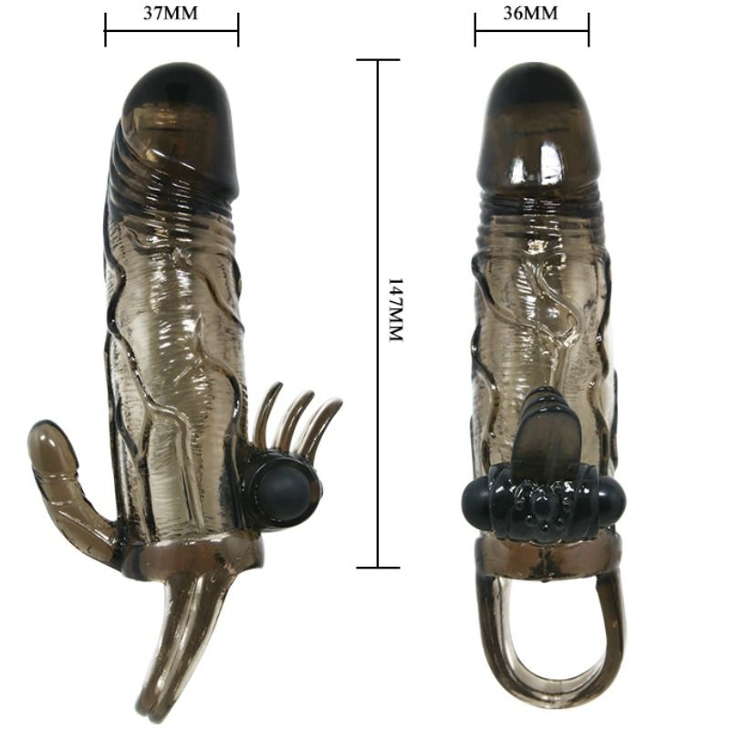 DANCE - BRAVE MAN ANAL AND CLITORIS VIBRATING PENIS SLEEVE 16.5 CM BLACK