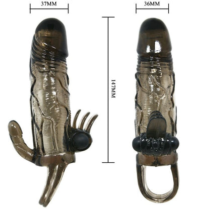 DANCE - BRAVE MAN ANAL AND CLITORIS VIBRATING PENIS SLEEVE 16.5 CM BLACK