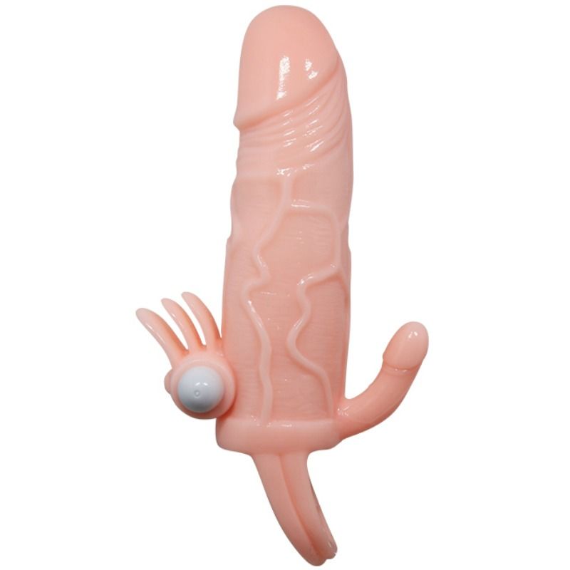 DANCE - BRAVE MAN ANAL AND CLITORIS VIBRATING PENIS SLEEVE 16.5 CM NATURAL