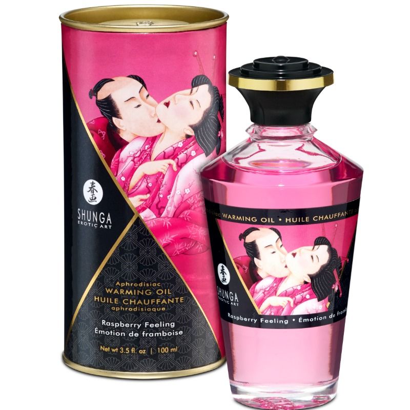 SHUNGA - MASSAGE OIL WITH WARMING EFFECT AND INTENSE RASPBERRY FLAVOR 100 ML