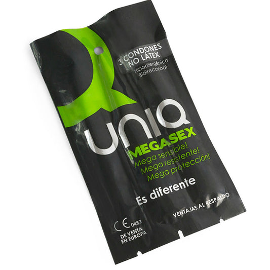 UNIQ - MEGASEX PRESERVATIUS SENSITIUS AMB LLIGUER SENSE LATEX 3 UNITATS