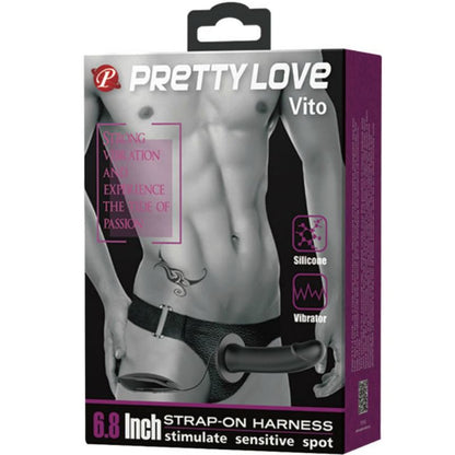 PRETTY LOVE - VITO STRAP-ON WITH HOLLOW DILDO AND VIBRATION 17.3 CM