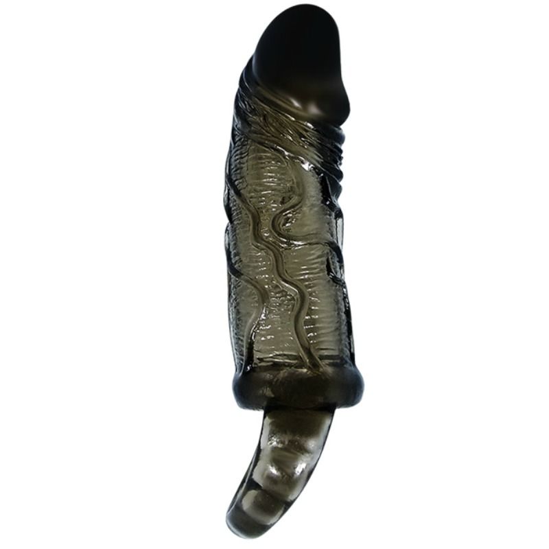 BAILE - FUNDA EXTENSORA PENE CON STRAP PARA TESTÍCULOS NEGRO 13.5 CM