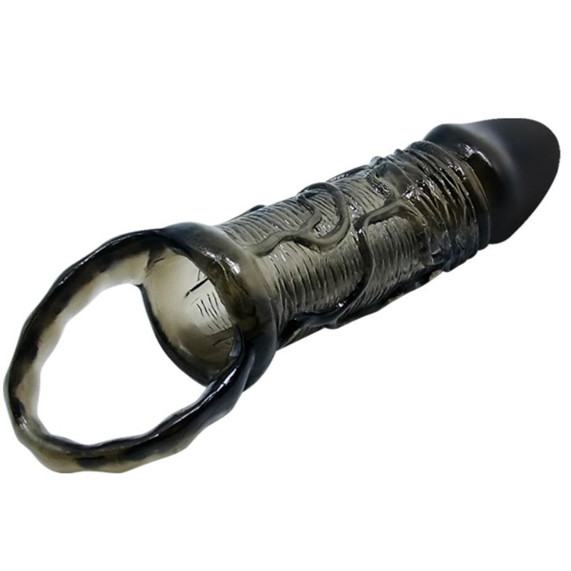 BAILE - PENIS EXTENSION SHEATH WITH STRAP FOR TESTICLES BLACK 13.5 CM