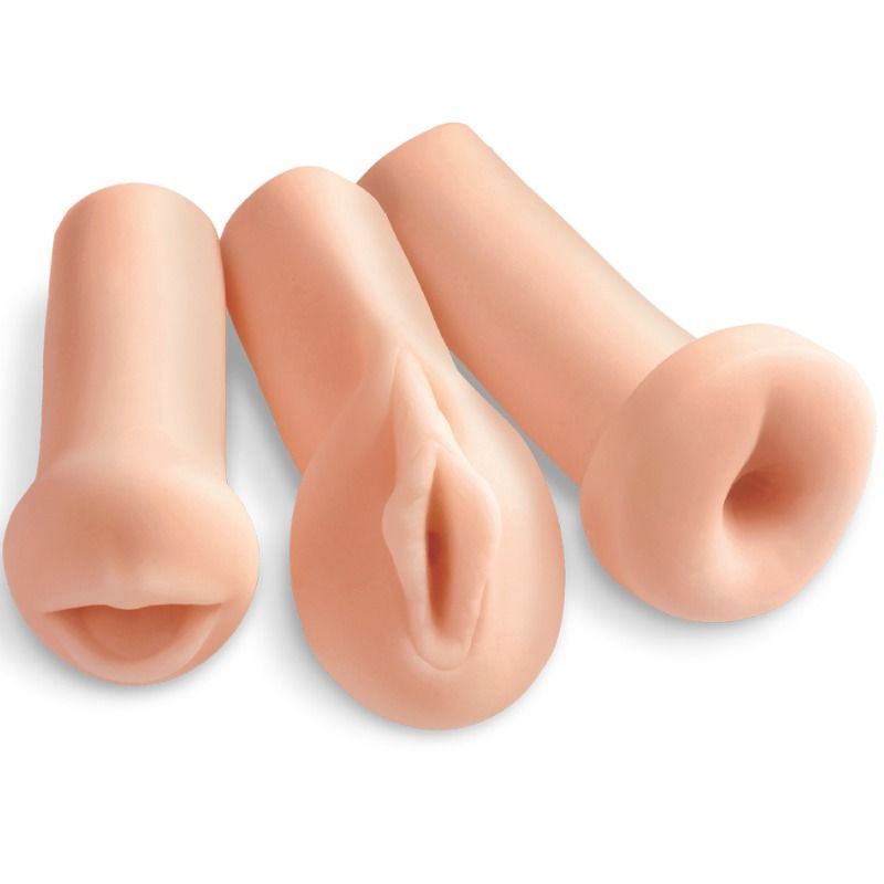 KIT 3 MASTURBADORES REALISTAS BOCA, VAGINA Y ANO FANTA FLESH