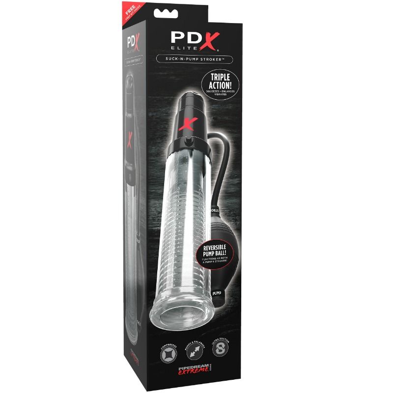 PDX ELITE - BOMBA DE SUCCIONADOR MASTURBADORA CON VIBRACIÓN SUCK N PUMP STROKER