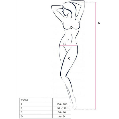 PASSION - WOMAN BS020 BODYSTOCKING NEGRO TALLA ÚNICA