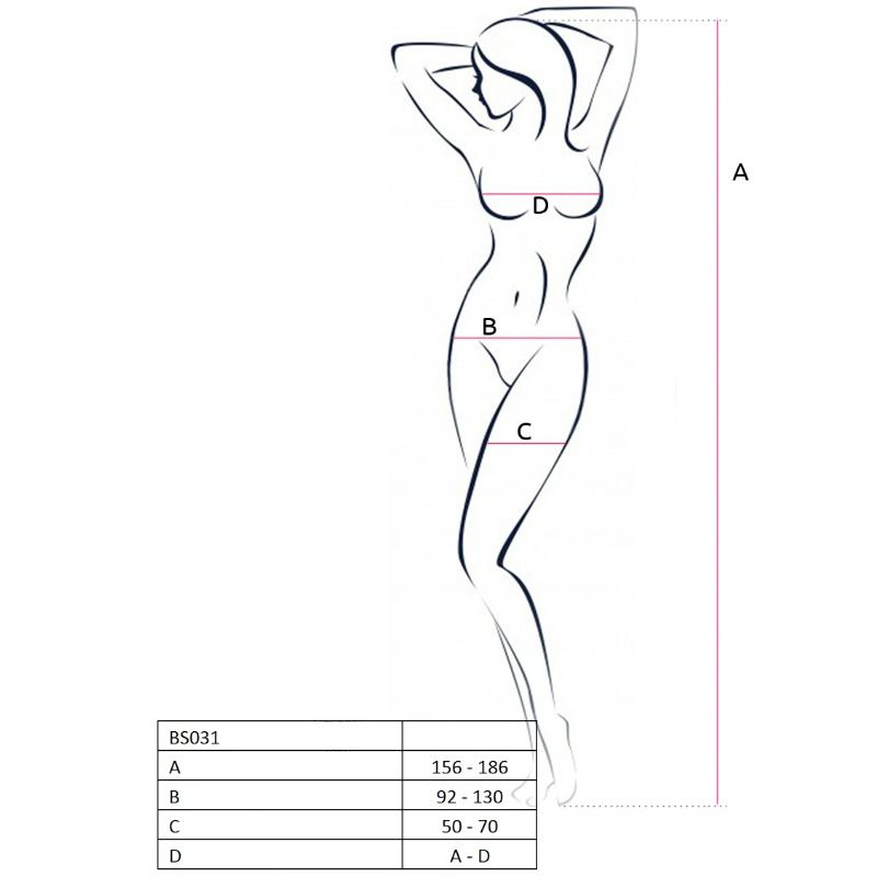 PASSION - WOMAN BS031 BODYSTOCKING BLANCO TALLA ÚNICA