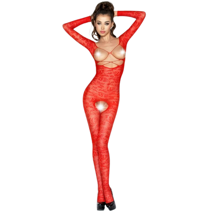 PASSION - WOMAN BS031 BODYSTOCKING RED ONE SIZE
