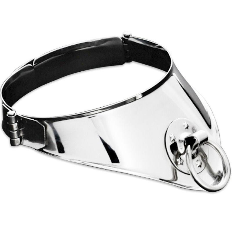 METAL HARD - RESTRAINT COLLAR WITH RING AND LOCK 12.5 CM