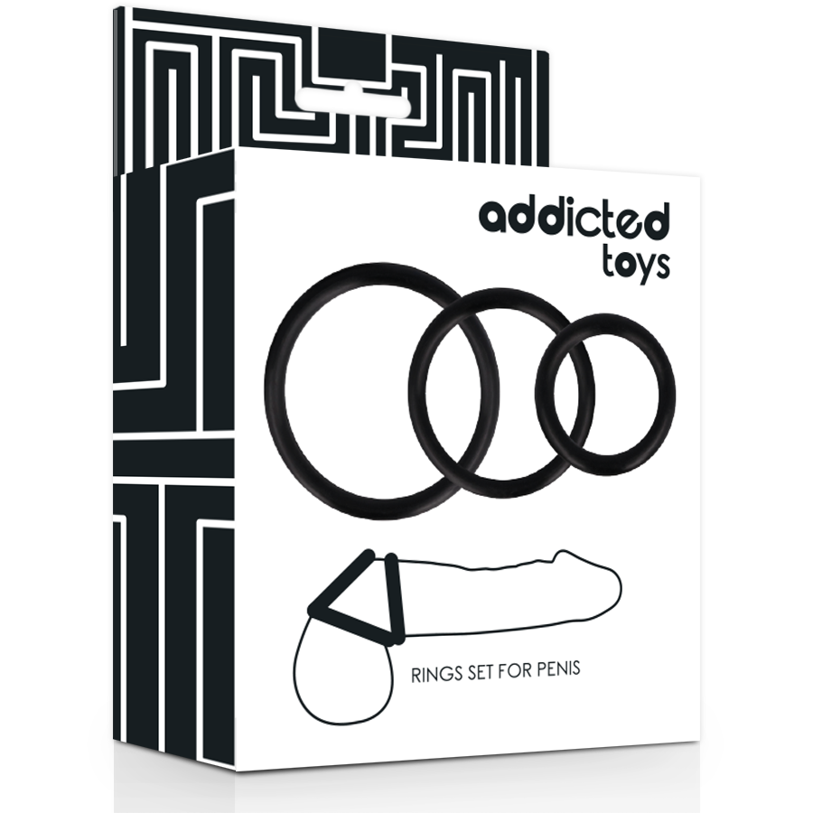 ADDICTED TOYS - НАБІР КІЛЬЦЬ ЧОРНОГО ПЕНІСА