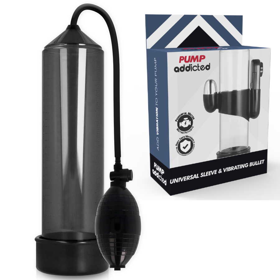 PUMP ADDICTED - BOMBA DE EREÇÃO RX3 PRETA COM VIBRADOR