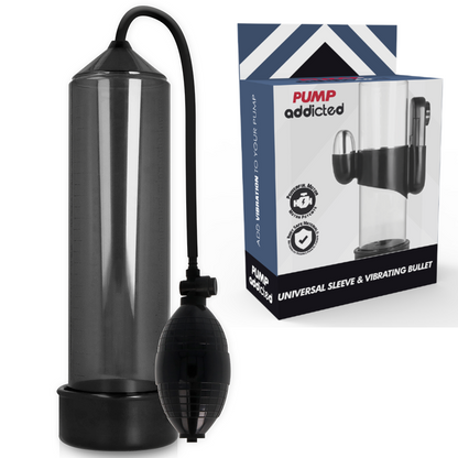 PUMP ADDICTED - BOMBA DE EREÇÃO RX3 PRETA COM VIBRADOR