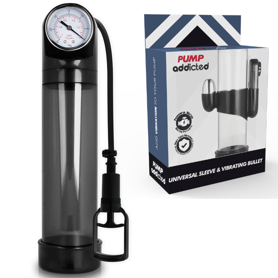 PUMP ADDICTED - BOMBA DE EREÇÃO RX9 PRETA COM VIBRADOR