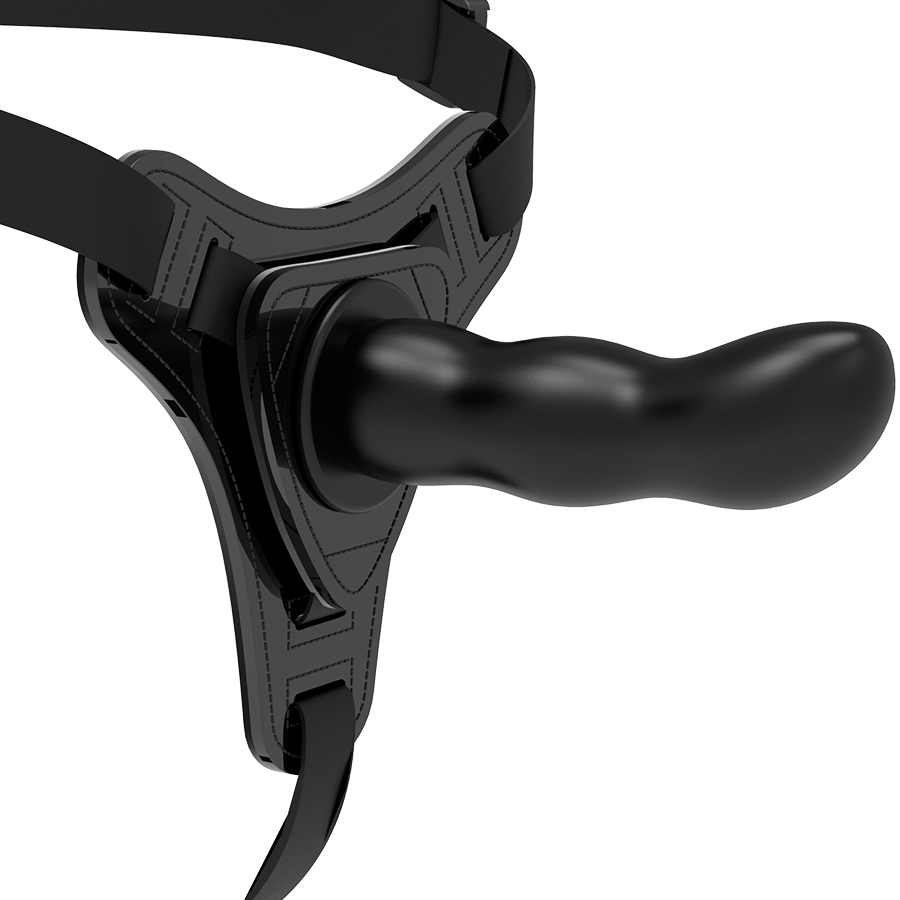 ARNÊS SUBMISSO FETICHE - SILICONE PRETO PONTO G 16 CM