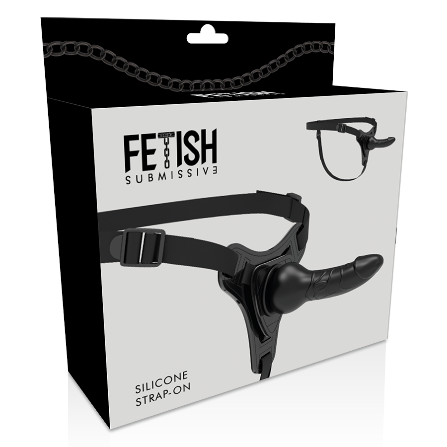 ARNÊS PARA SUBMISSO FETICHE - SILICONE PRETO REALISTA 16 CM
