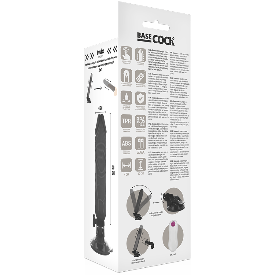 BASECOCK - VIBRADOR REALÍSTICO CONTROL REMOTO NATURAL 20 CM -O- 4 CM