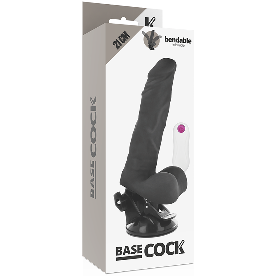 BASECOCK - ARTICULABLE REALISTIC VIBRATOR REMOTE CONTROL BLACK 21 CM -OR- 5 CM