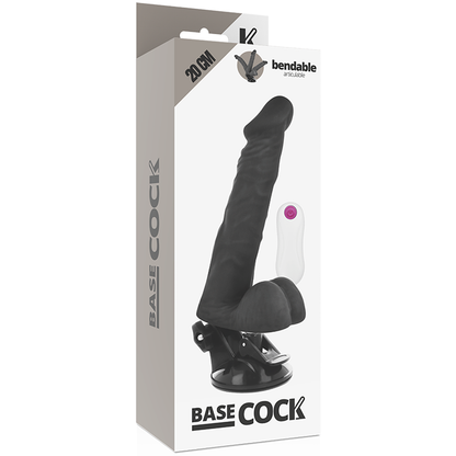 BASECOCK - ARTICULABLE REALISTIC VIBRATOR REMOTE CONTROL BLACK 20 CM -OR- 4.5 CM