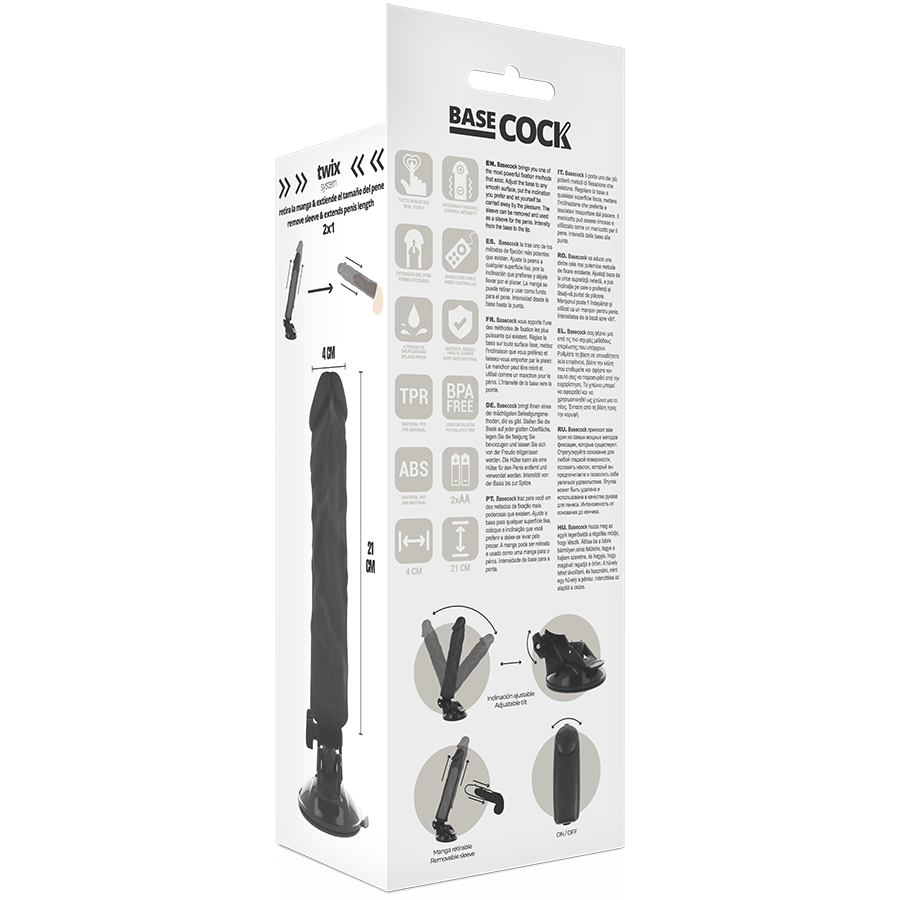 BASECOCK - VIBRADOR REALÍSTICO CONTROL REMOTO NATURAL 21 CM -O- 4 CM