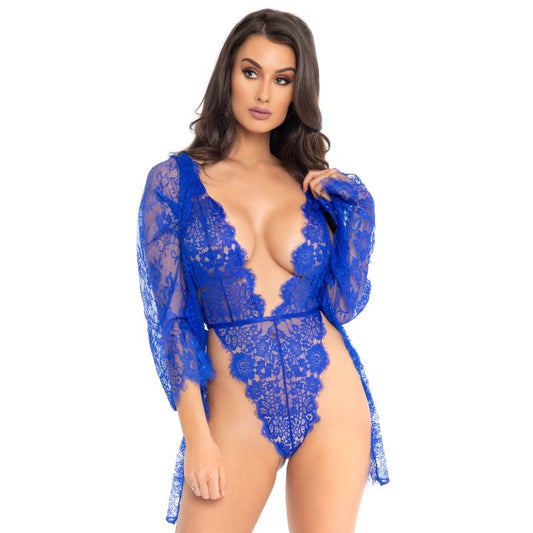 LEG AVENUE - SET WITH TEDDY AND BLUE ROBE L