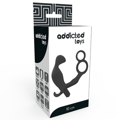 ADDICTED TOYS - PLUG ANAL AMB ANELLA DOBLE PENIS I TESTICULOS NEGRE