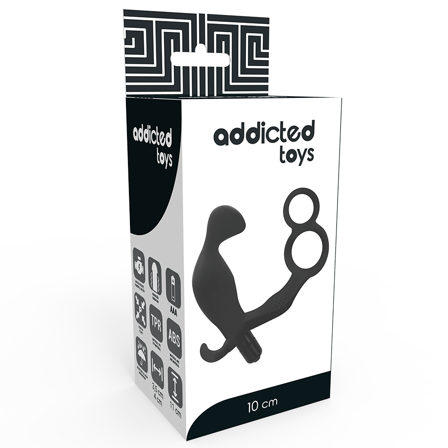 ADDICTED TOYS - PLUG ANAL CON ANILLA DOBLE PENE Y TESTÍCULOS NEGRO