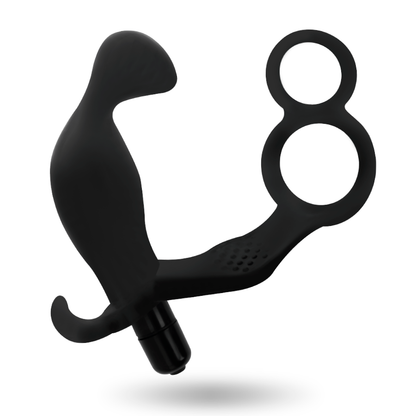ADDICTED TOYS - PLUG ANAL CON ANILLA DOBLE PENE Y TESTÍCULOS NEGRO