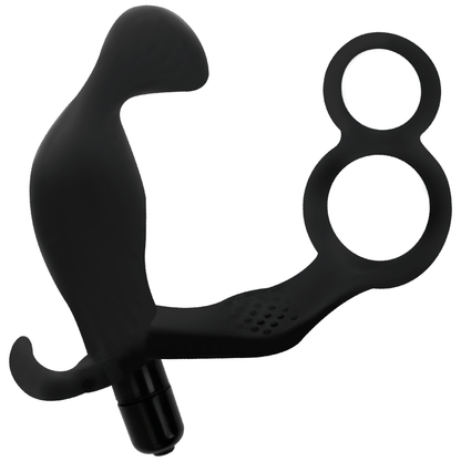ADDICTED TOYS - PLUG ANAL CON ANILLA DOBLE PENE Y TESTÍCULOS NEGRO