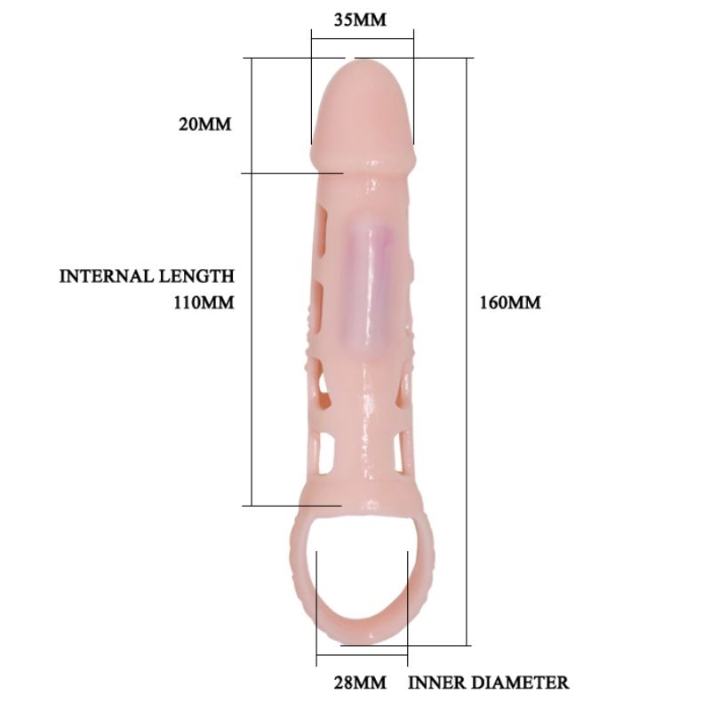 DANCE - VIBRATING PENIS EXTENDER SLEEVE WITH NATURAL STRAP 13.5 CM