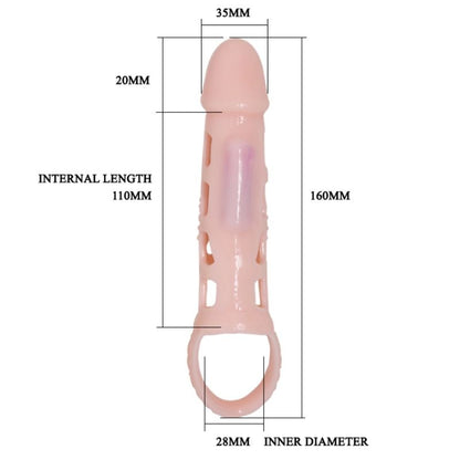 DANCE - VIBRATING PENIS EXTENDER SLEEVE WITH NATURAL STRAP 13.5 CM