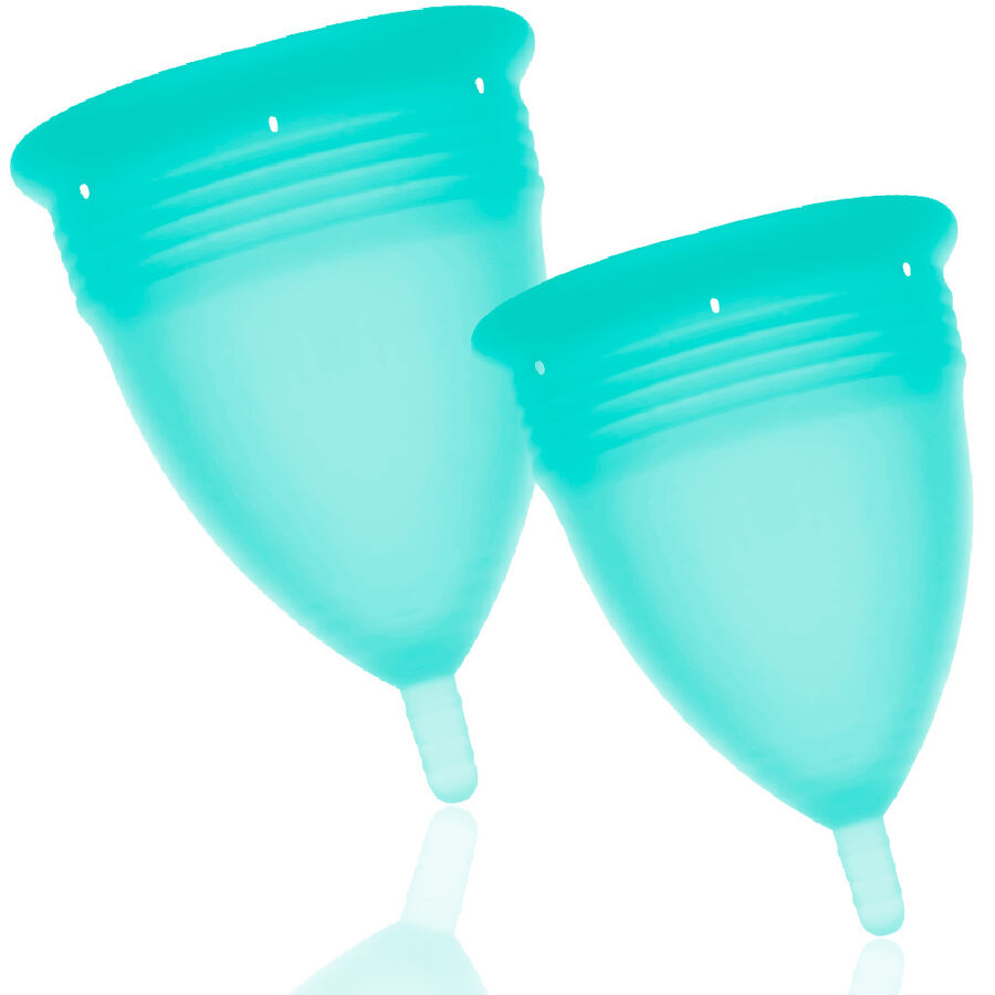 STERCUP - PACK COPA MENSTRUAL SILICONA FDA TALLA S + L AQUAMARINA