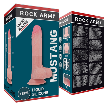 ROCKARMY - MUSTANG DILDO REALÍSTICO LIQUID SILICONE 18 CM -O- 4.14 CM